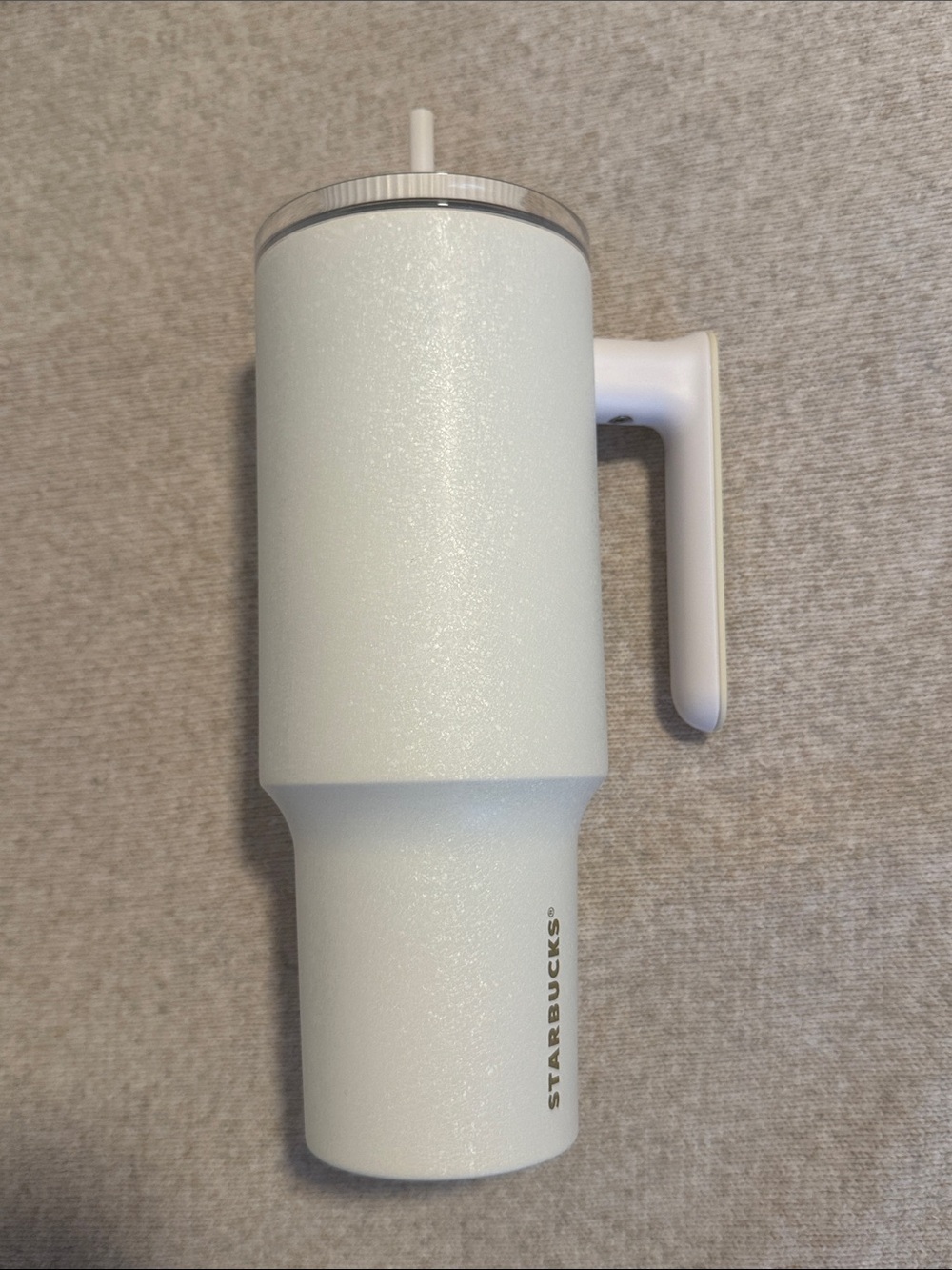 Starbucks White Glitter Mug Tumbler with Handle and Straw